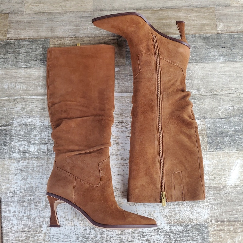 Vince Camuto Kindre Womens Knee High Boots Sz 8.5 M Burnt Sugar Sculpted Heel - Picture 2 of 10